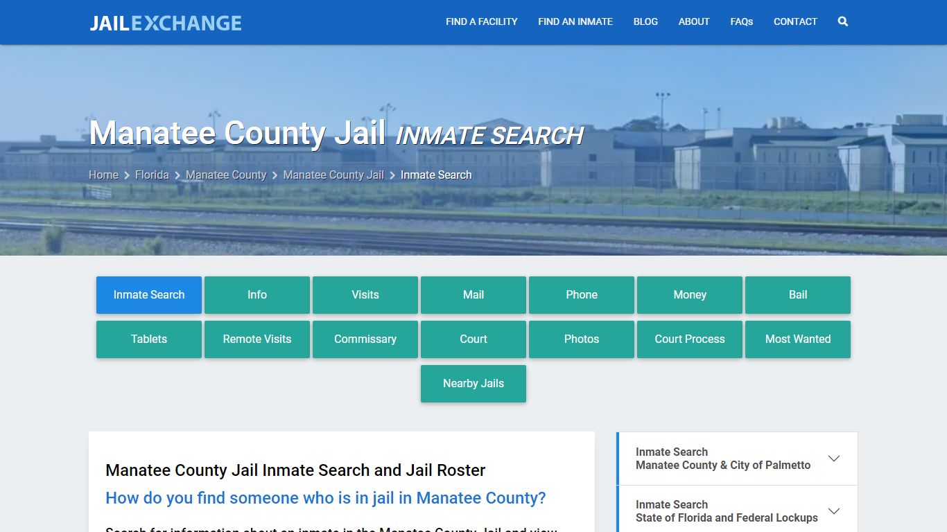 Inmate Search: Roster & Mugshots - Manatee County Jail, FL - Jail Exchange